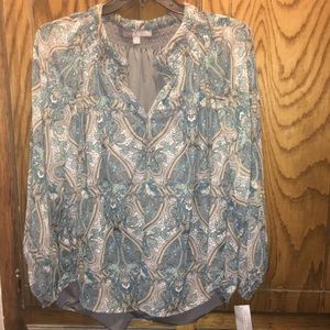 Blue paisley print 2x NWT Top